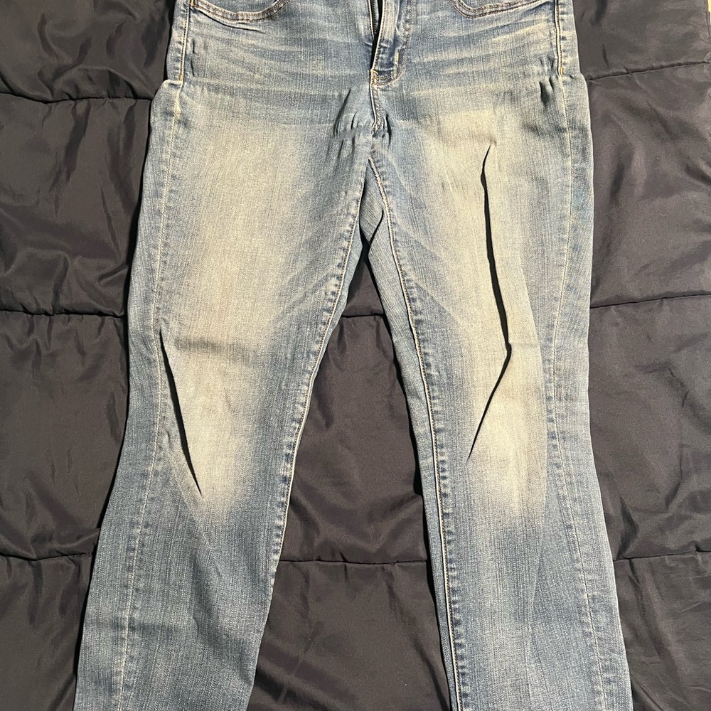 American Eagle Outfitters Blue Jeggings with Distressed Look